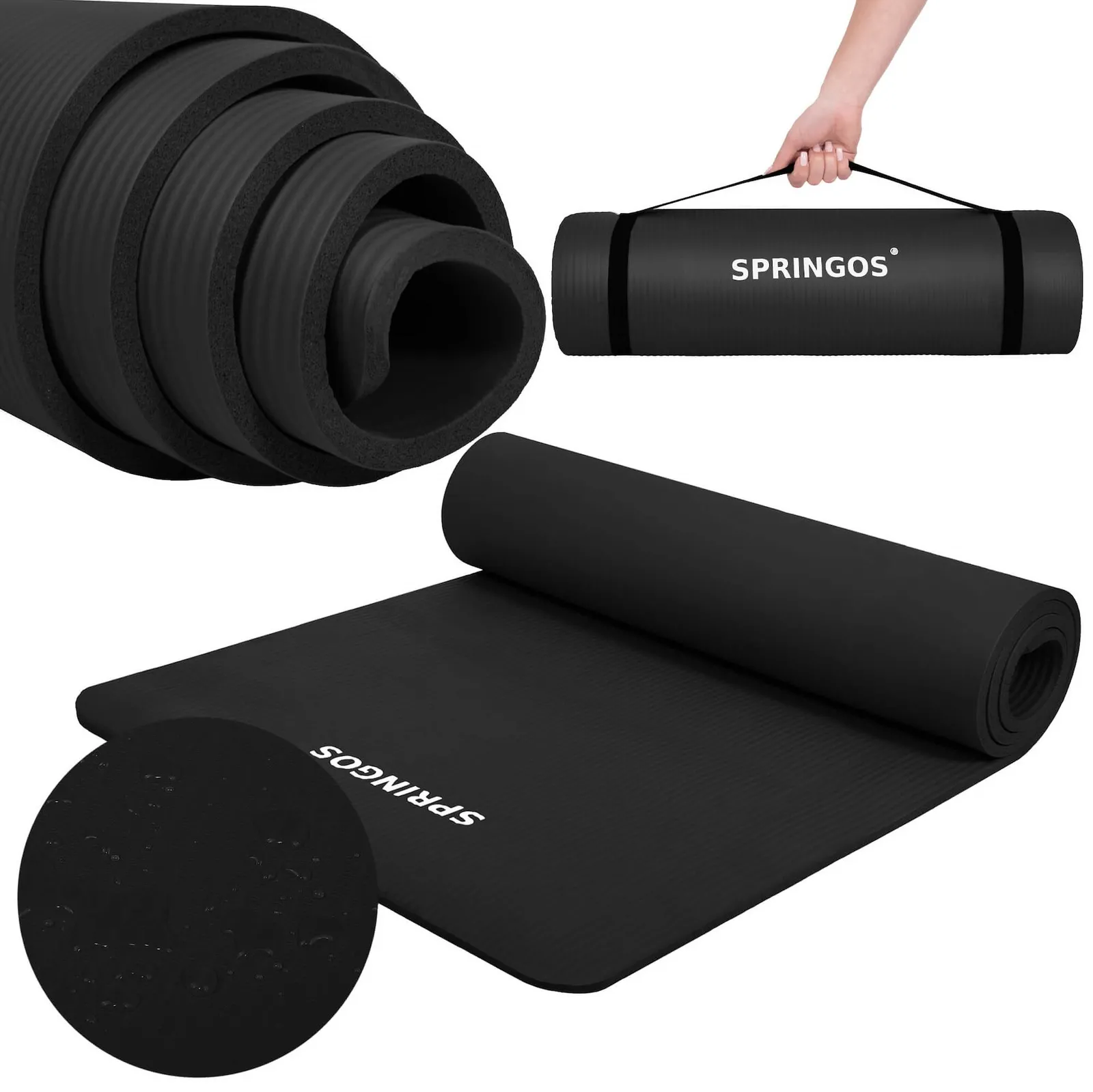 Uniwersalna mata do ćwiczeń 183 cm mata do fitness jogi czarna