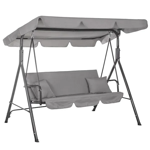 Huśtawka ogrodowa z daszkiem LUNA 3-osobowa szara