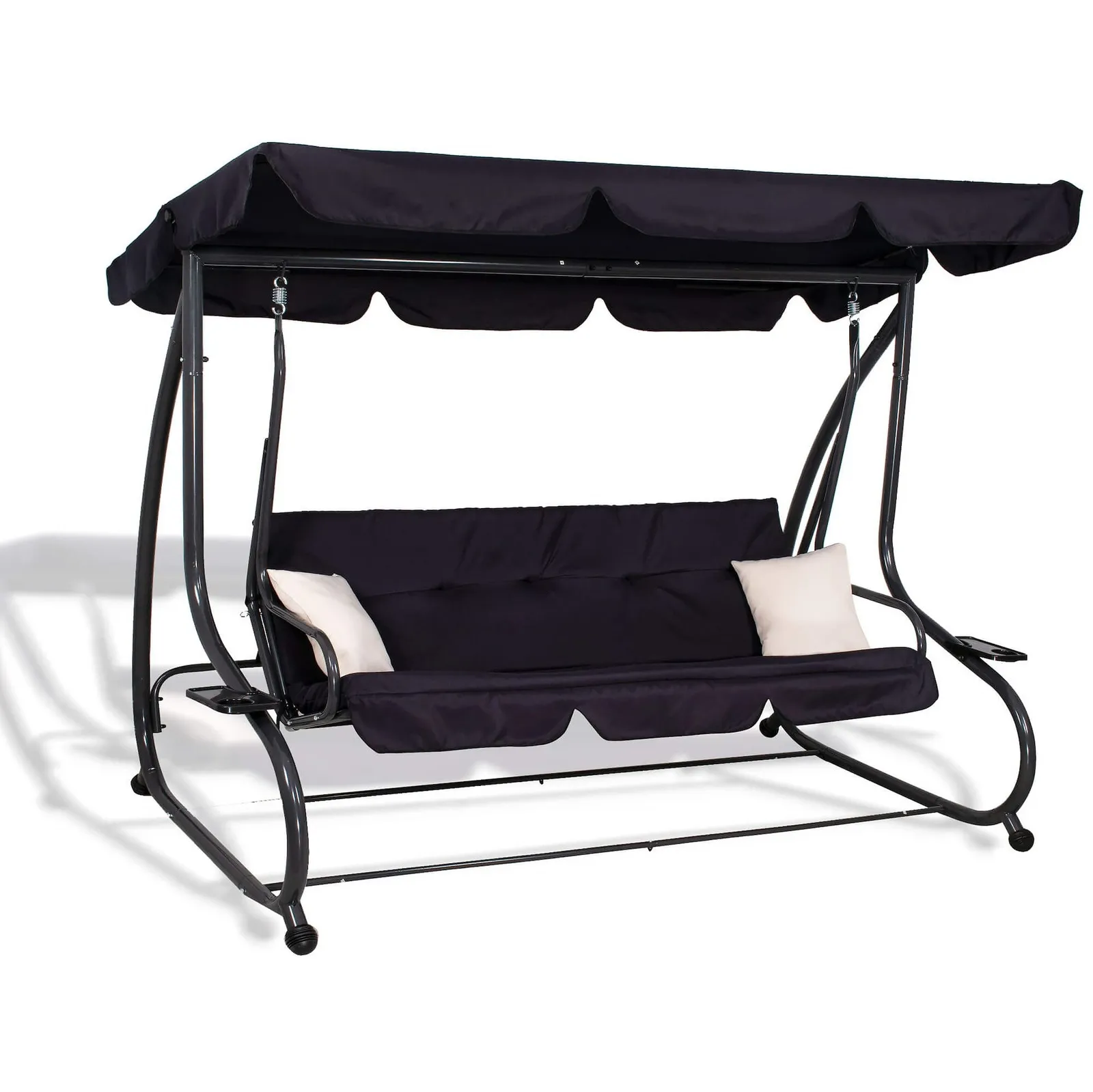 Huśtawka ogrodowa 4 osobowa z daszkiem czarna
