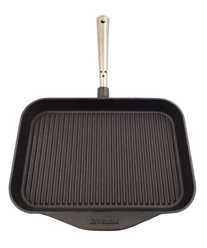 Żeliwna patelnia grillowa (prostokątna) ze stalową rączką Chef's Selection Skeppshult