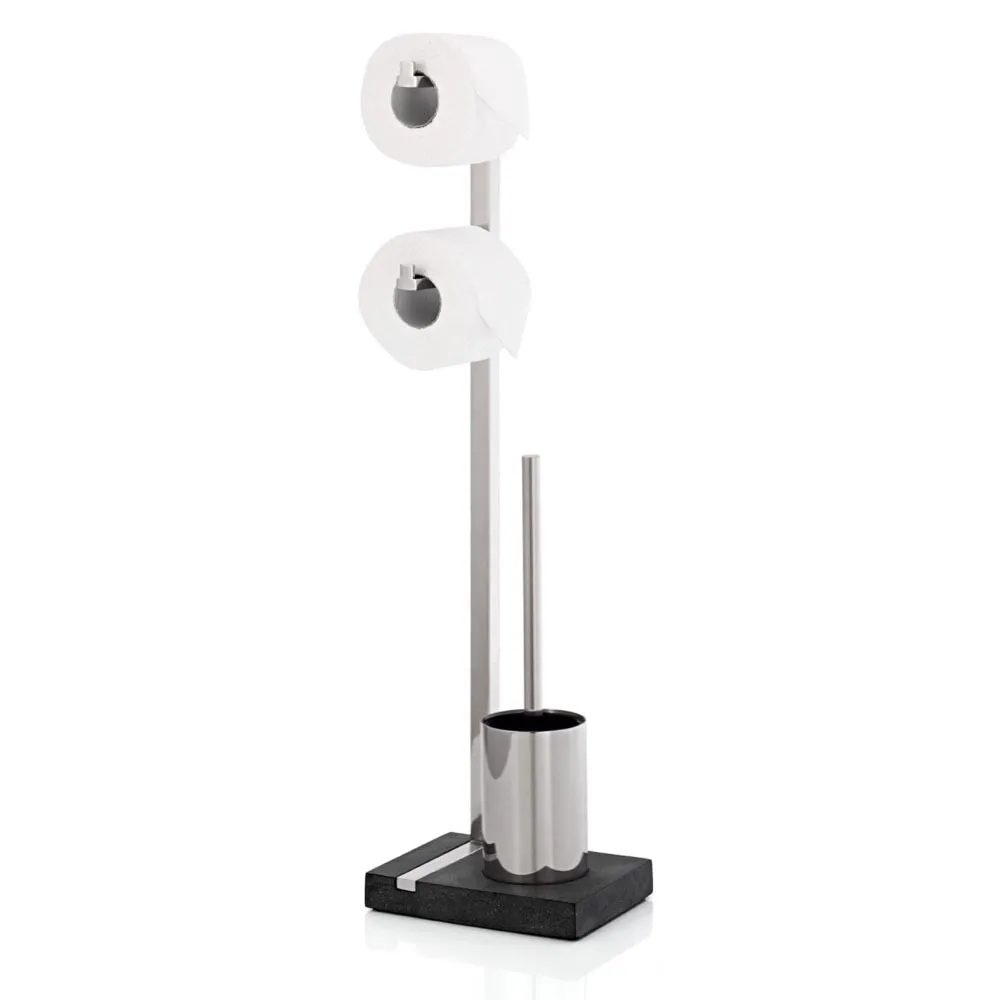 Stojak na 2 rolki papieru toaletowego i szczotkę (stal matowa) Menoto Blomus