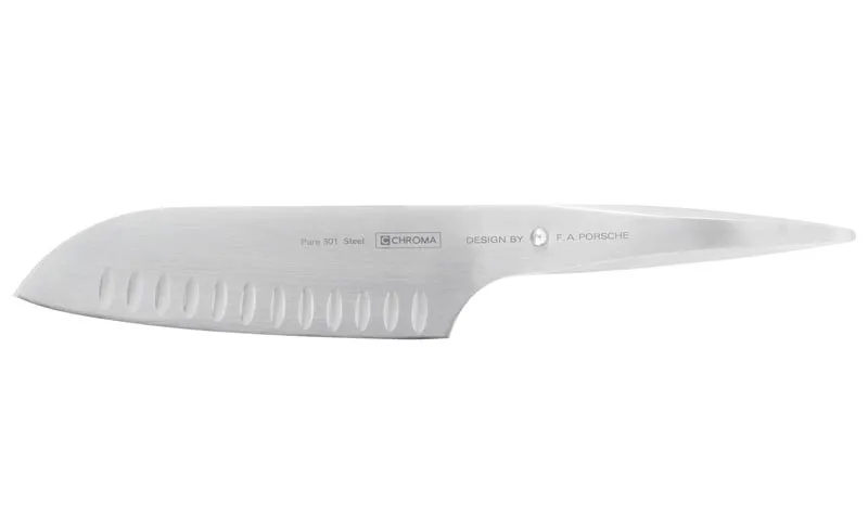 Nóż Santoku (ostrze hollow) CHROMA Type 301