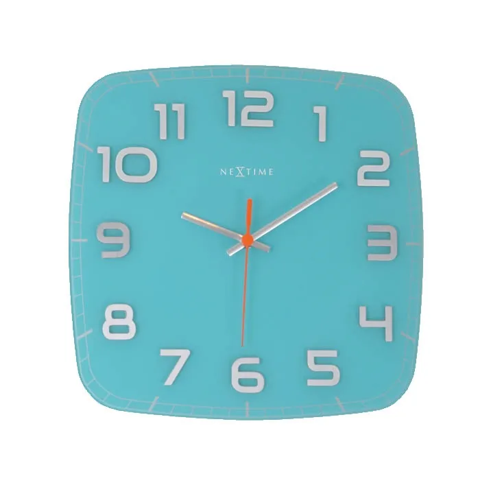 Zegar ścienny kwadratowy (turkusowy) Classy Nextime