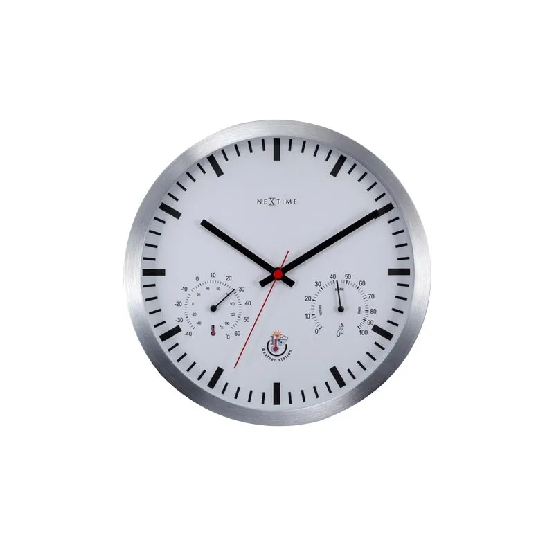 Zegar ścienny: termometr i miernik wilgotności (biały) Weather Station Nextime + bateria gratis