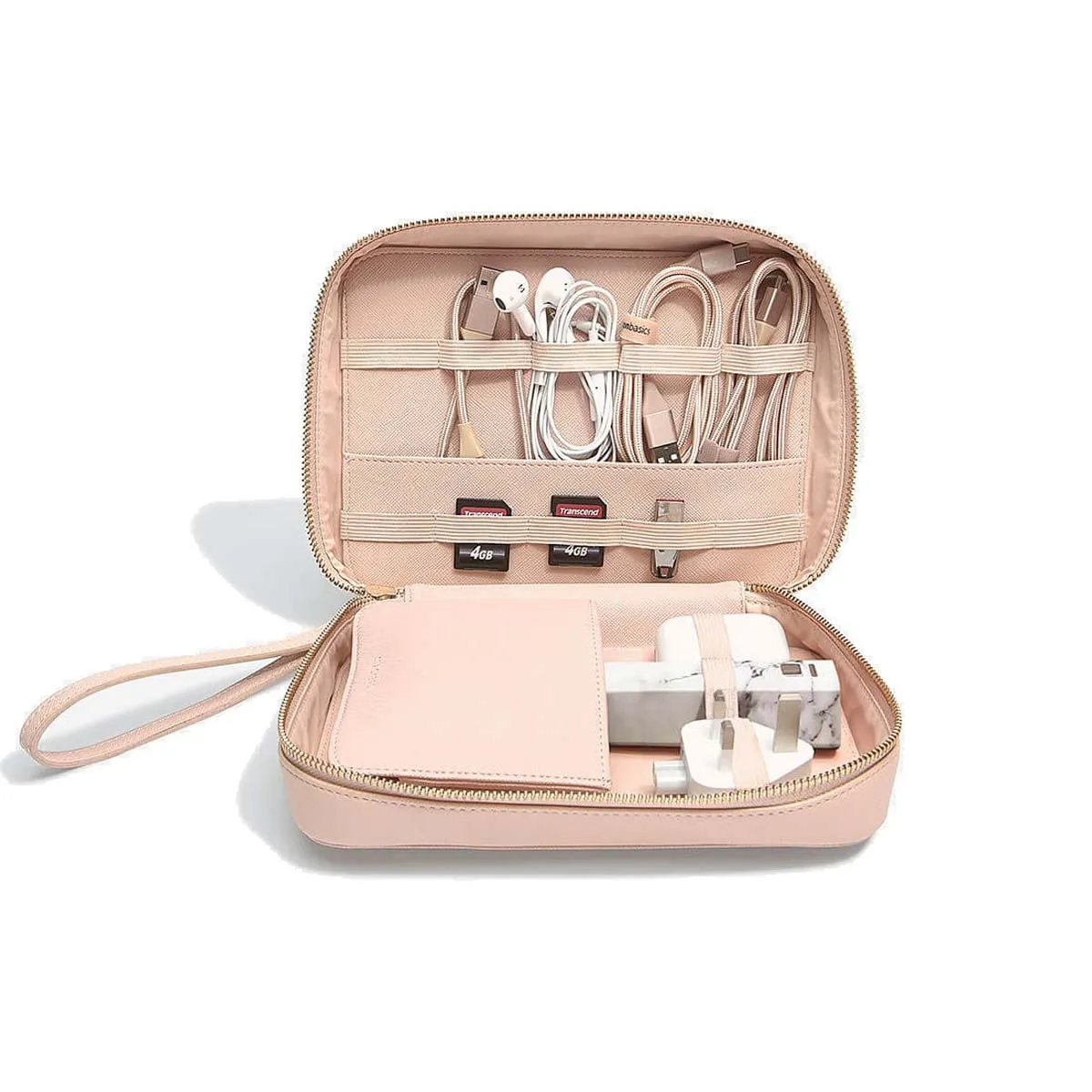 Etui podróżne na ładowarki i słuchawki (różowe) Stackers