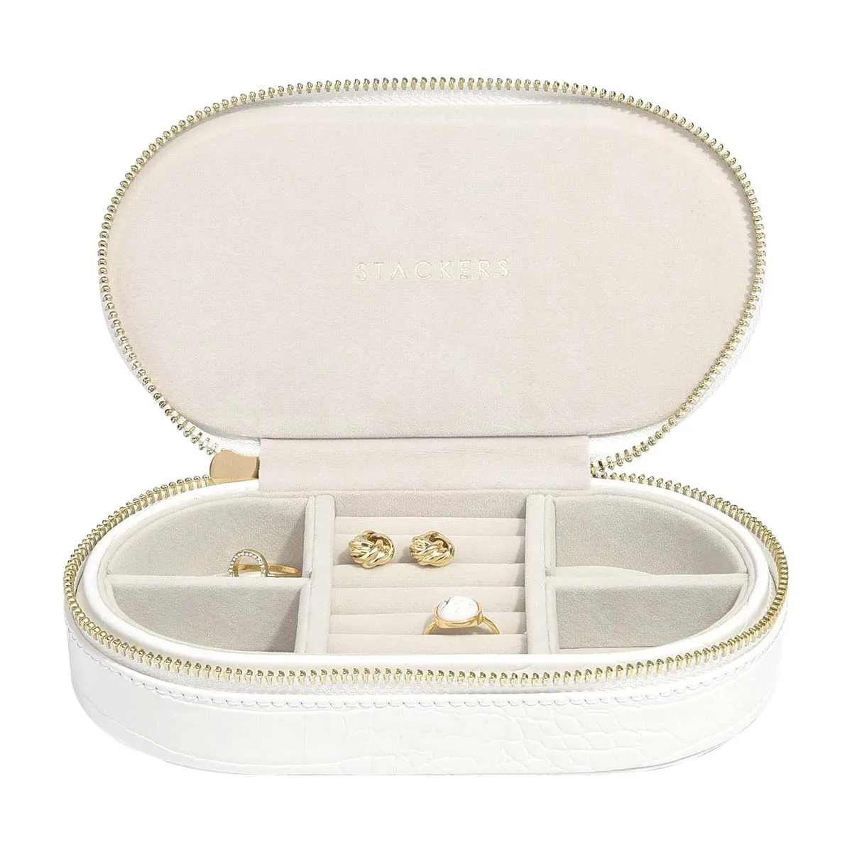 Etui podróżne na biżuterię, owalne (białe) Stackers