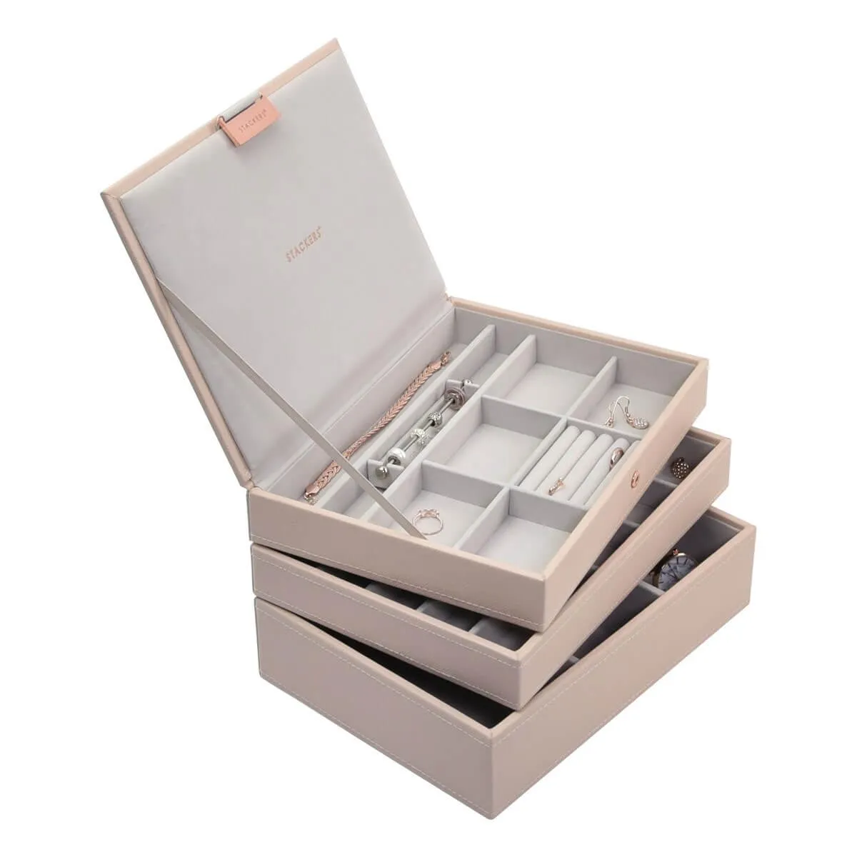 Pudełko na biżuterię, potrójne (różowe) Classic Stackers