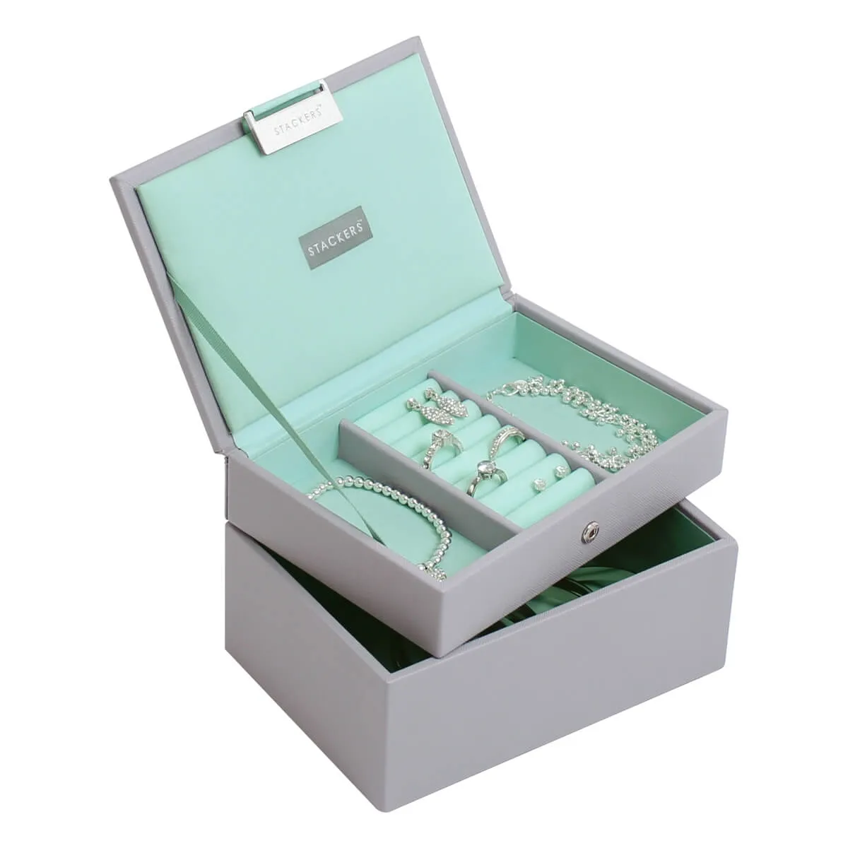 Pudełko na biżuterię 2-poziomowe (miętowe) Mini Classic Stackers