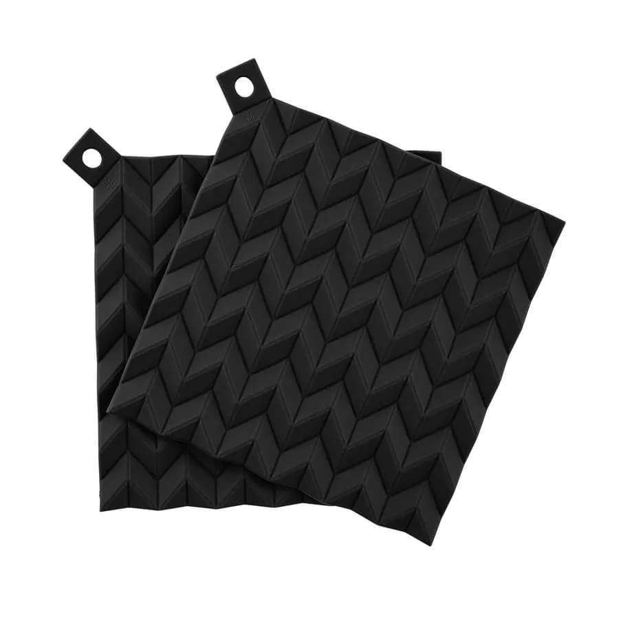 Zestaw 2 podkładek pod gorące naczynia-uchwytów (czarnych) Hold-on Rig-Tig