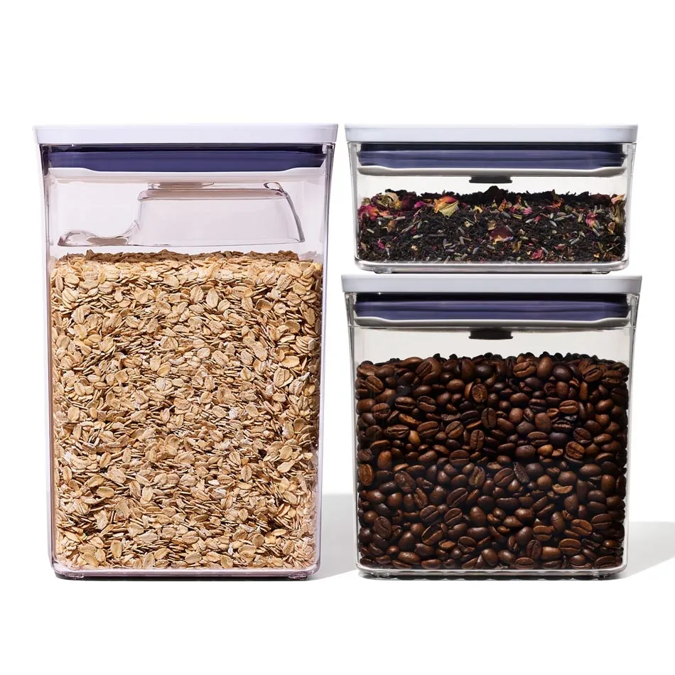 Zestaw 3 pojemników kuchennych prostokątnych Pop Oxo