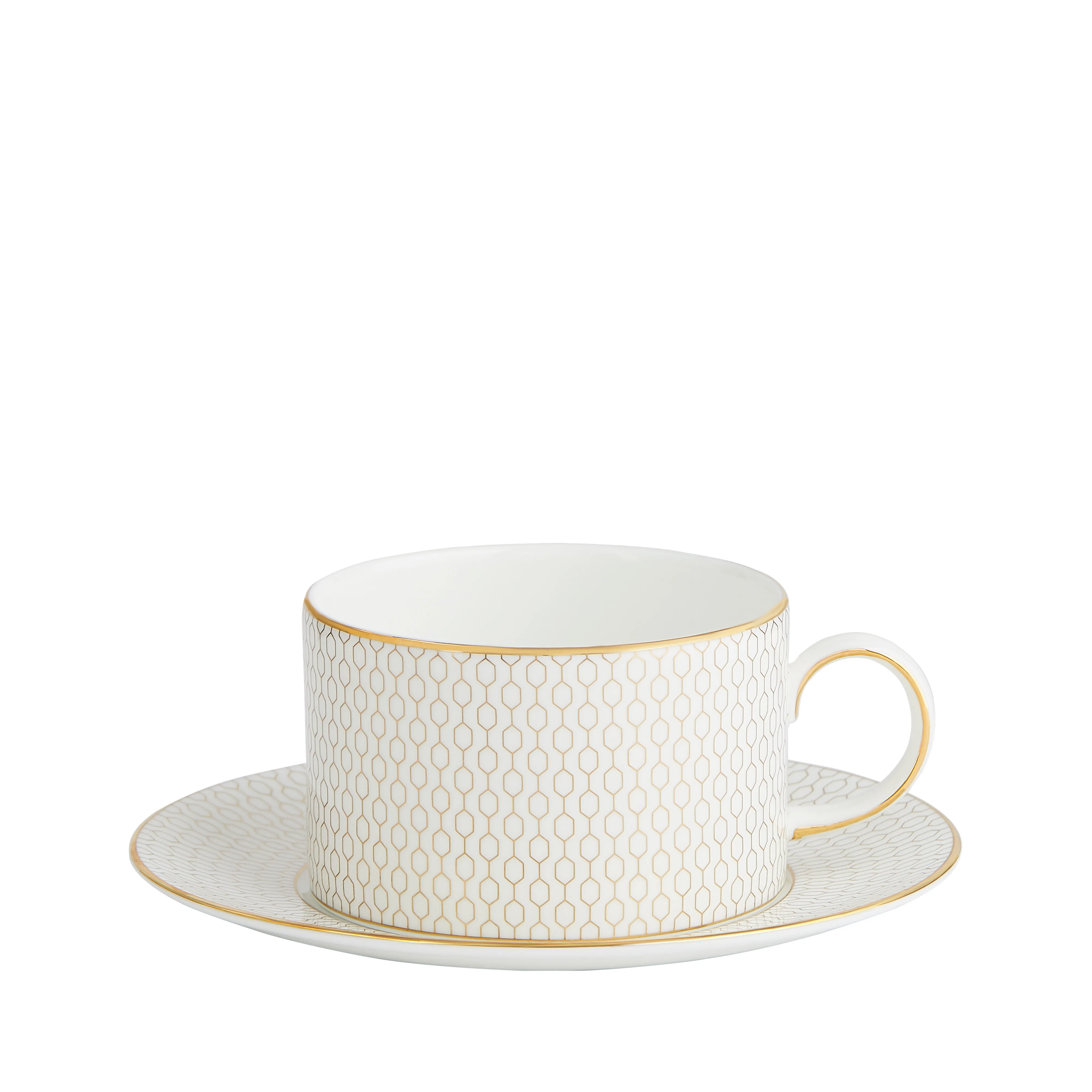 Filiżanka ze spodkiem do herbaty biała Gio Gold Wedgwood