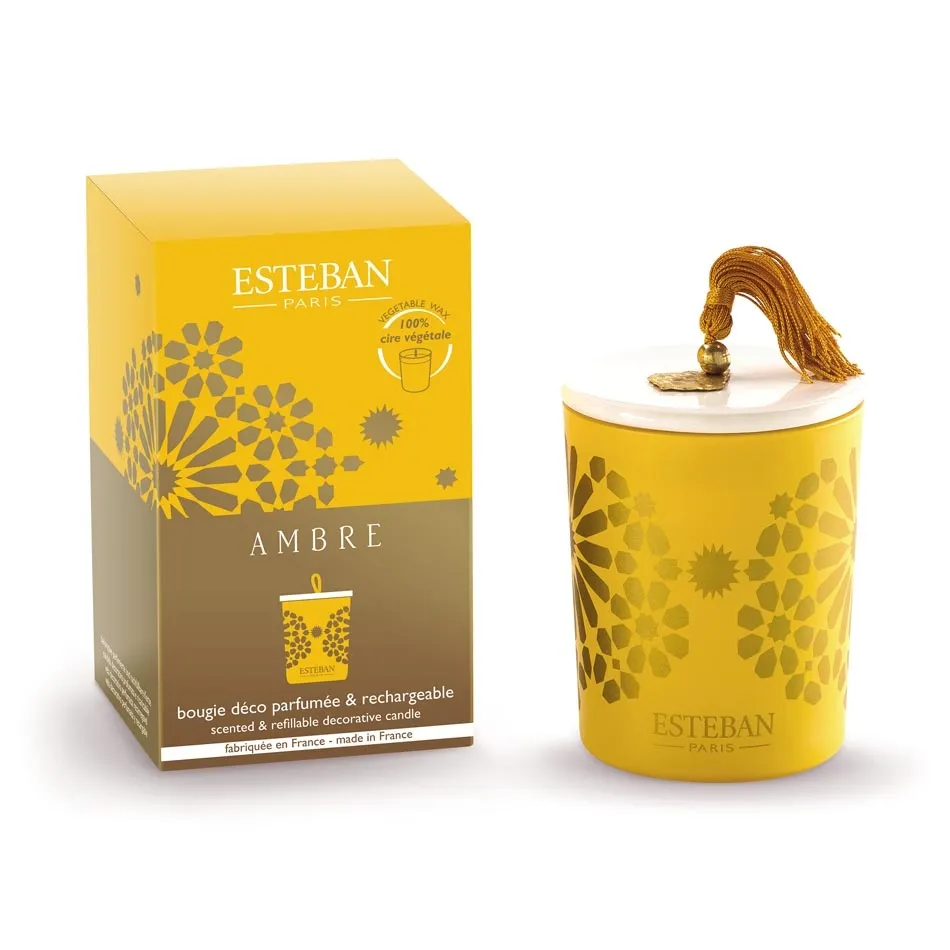 Świeca zapachowa (180 g) + ceramiczna przykrywka Ambre Esteban