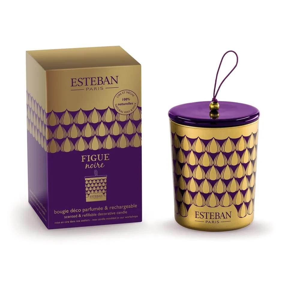 Świeca zapachowa (180 g) Figue noire + ceramiczna przykrywka Esteban