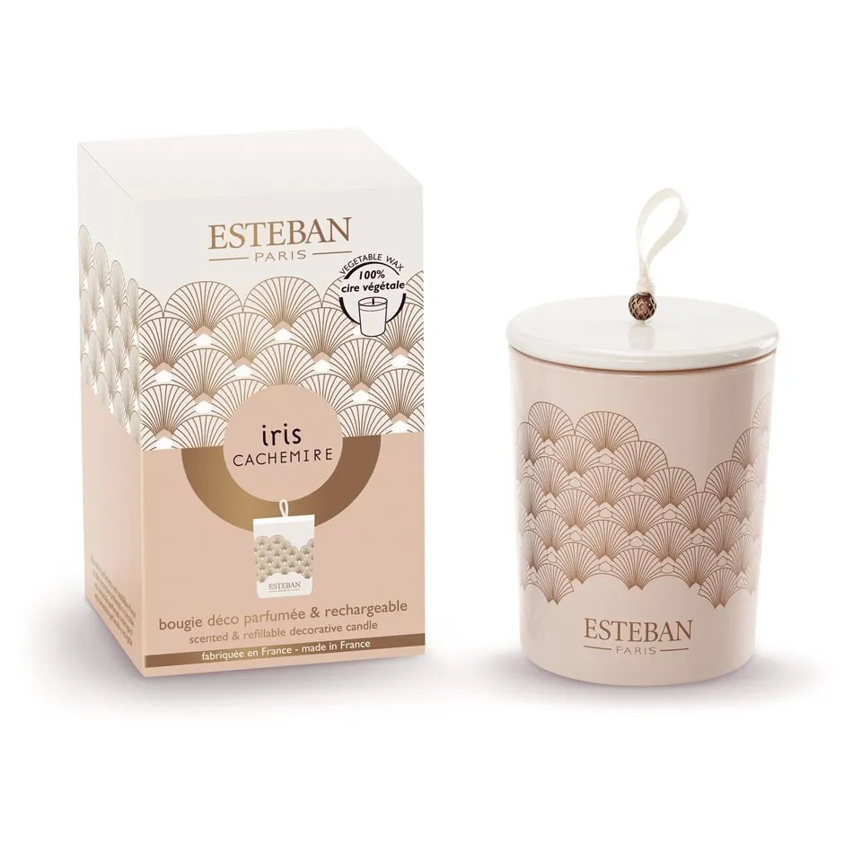 Świeca zapachowa (180 g) Iris Cachemire + ceramiczna przykrywka Esteban