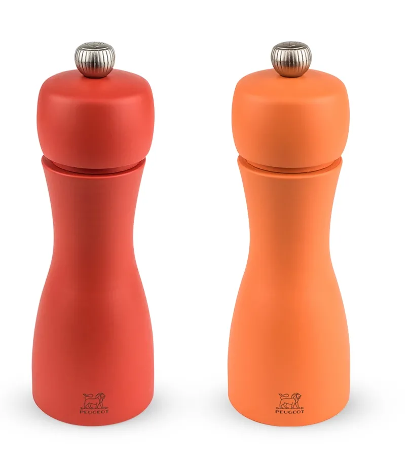 Zestaw 2 młynków do soli i pieprzu Tahiti Duo (15 cm, czerwony/pomarańczowy) Peugeot