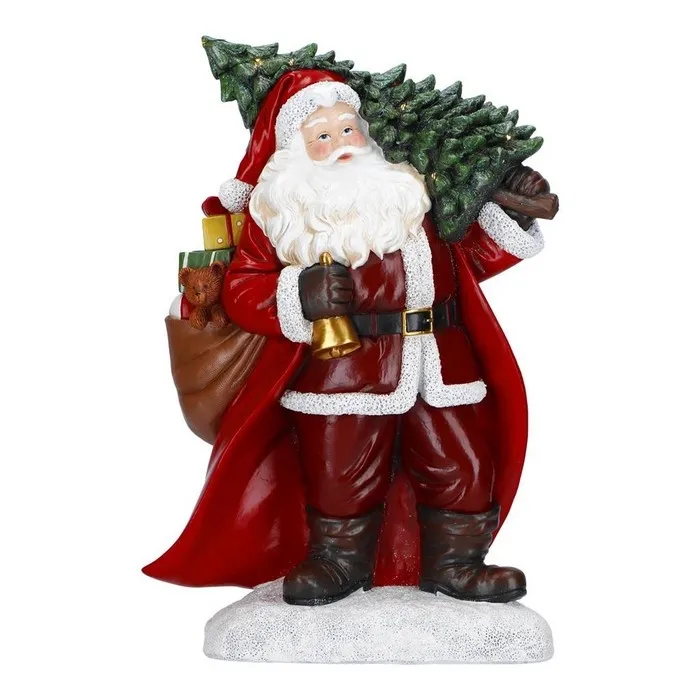 Mikołaj niosący choinkę LED 38,5 cm Timstor