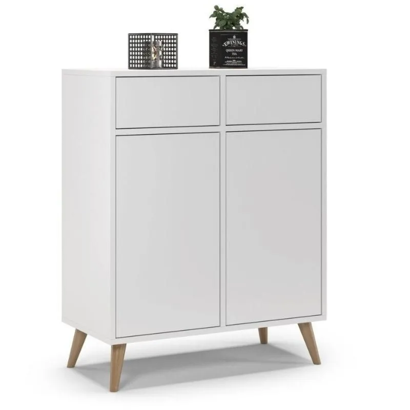 Komoda na nóżkach do sypialni, SKAND, 80x40x100 cm, biel, mat