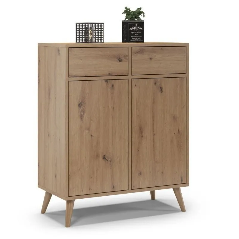 Komoda na nóżkach do sypialni, SKAND, 80x40x100 cm, dąb, mat