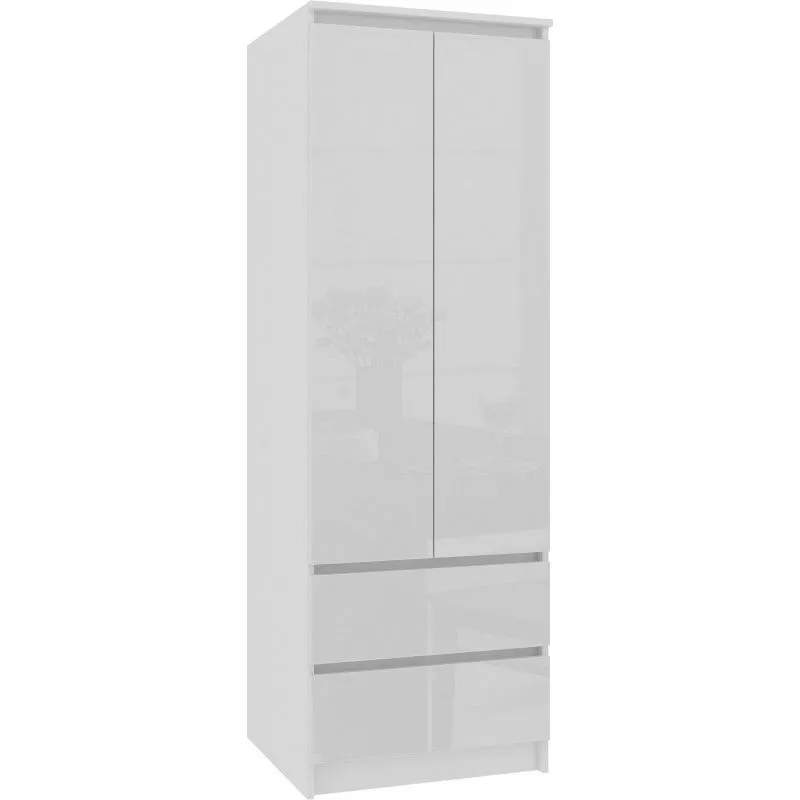 Szafa do sypialni, szuflady, star S, 60x50x180 cm, biel, połysk