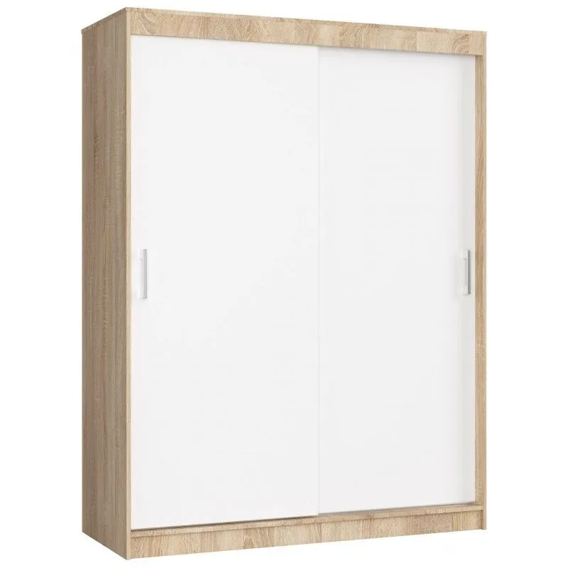 Szafa przesuwna do sypialni, mono, 150x60x200 cm, dąb sonoma, biel, mat