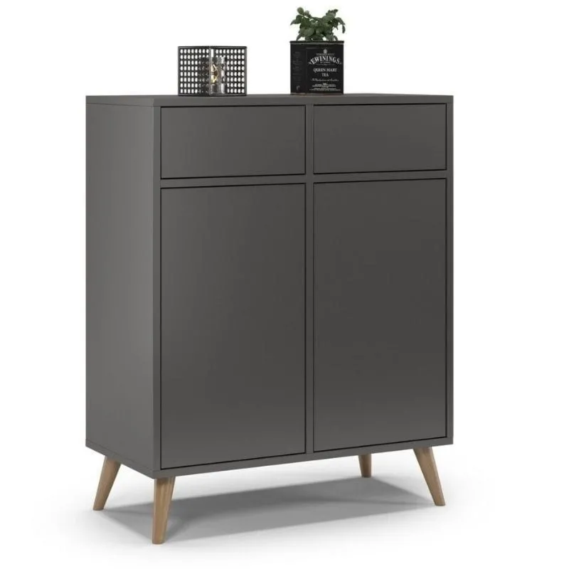 Komoda na nóżkach do sypialni, SKAND, 80x40x100 cm, grafit, mat