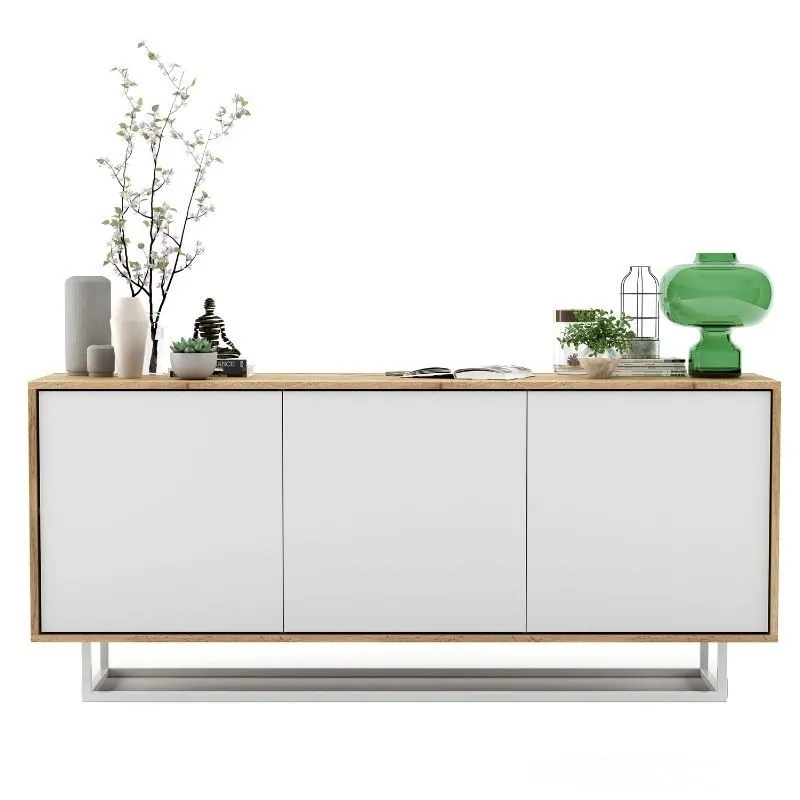 Komoda do salonu, loft, apollo, 168x35x72 cm, dąb wotan, biel, mat