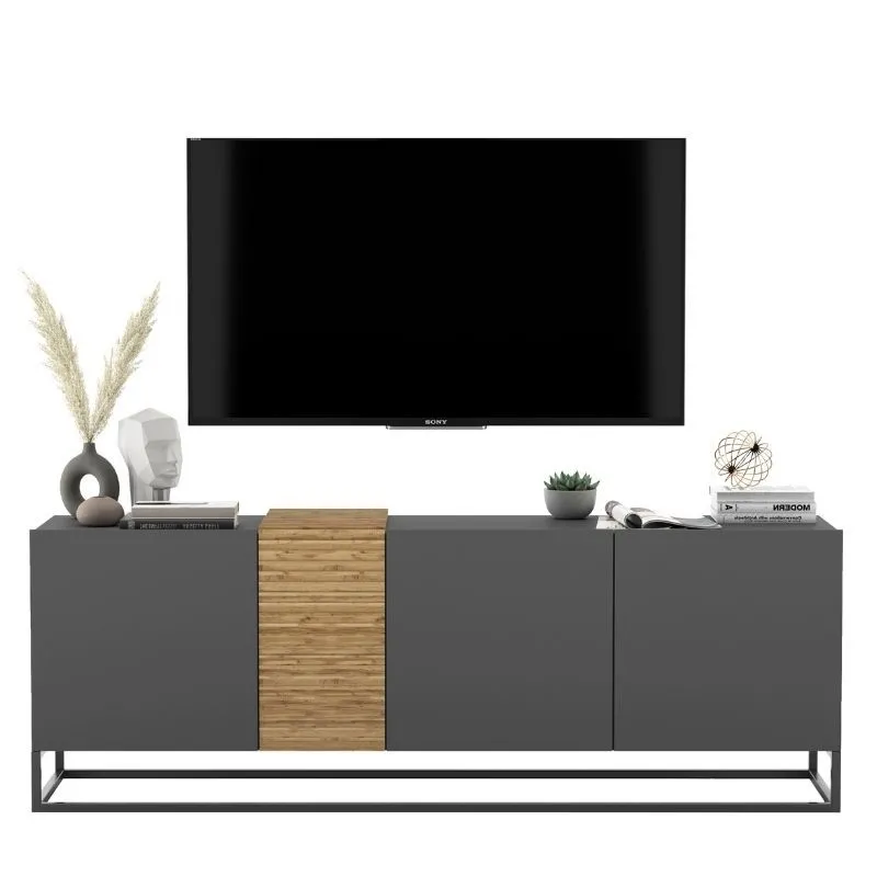 Szafka RTV, stojąca, loft, vanta, 160x38x57 cm, dąb artisan, grafit, mat