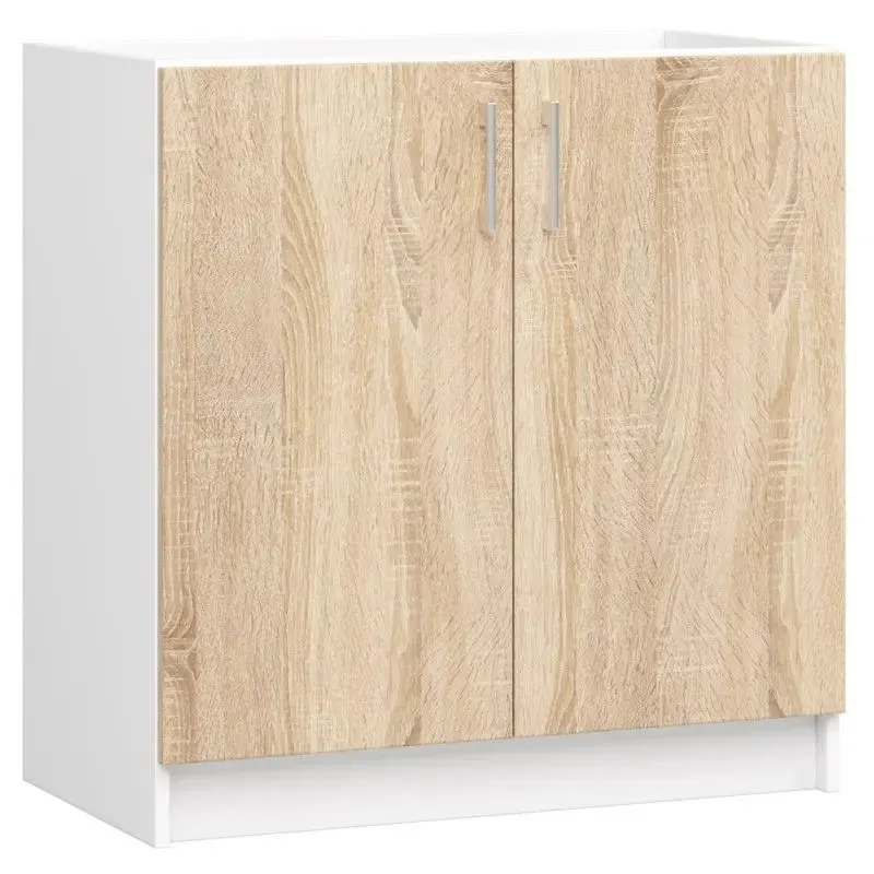 Szafka kuchenna, pod zlewozmywak, S80ZL, Lima, 80x46x82 cm, biel, dąb sonoma, mat