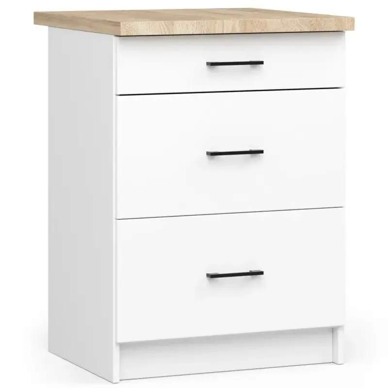 Szafka do kuchni, z blatem, S603S, Oliwia, 60x60x85 cm, biel, dąb sonoma, mat