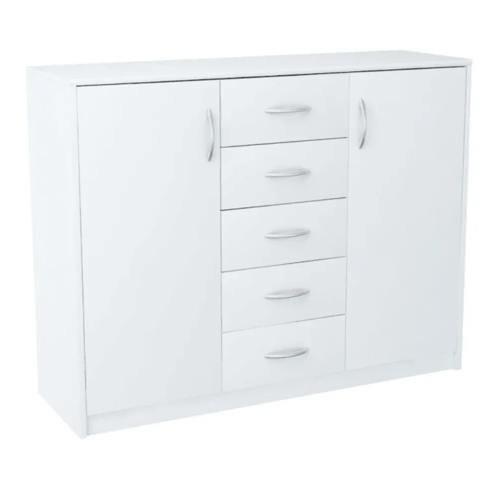 Komoda z szufladami do sypialni, Classic, 110x35x85 cm, biel, mat