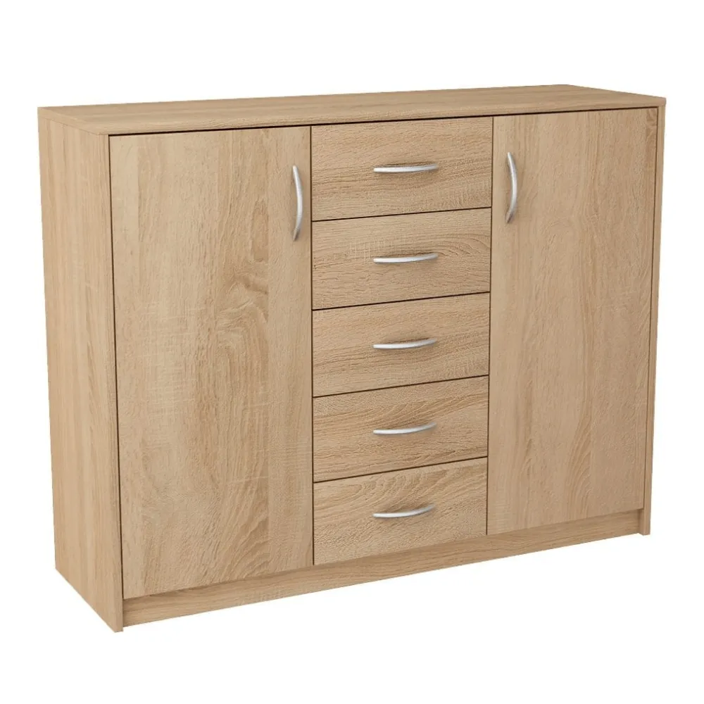 Komoda z szufladami do sypialni, Classic, 110x35x85 cm, dąb sonoma, mat