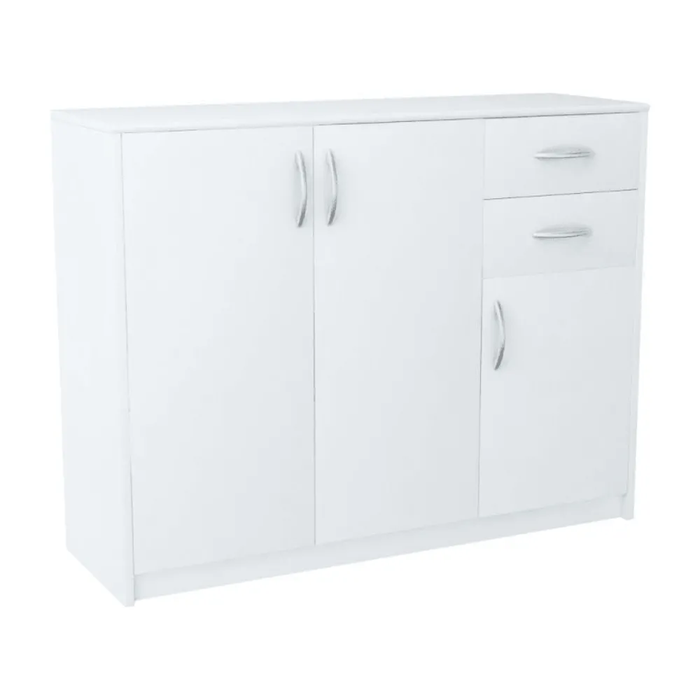 Komoda z szufladami, drzwiczkami, Classic, 110x35x85 cm, biel, mat