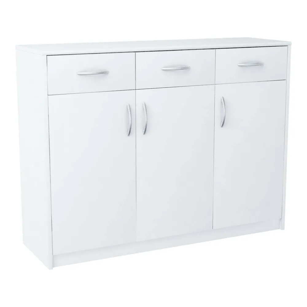 Duża Komoda do salonu, pokoju, Classic, 110x35x85 cm, biel, mat