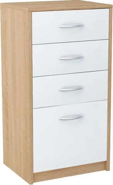 Komoda, szafka, szuflady, Classic, 45x35x85 cm, dąb sonoma, biel, mat