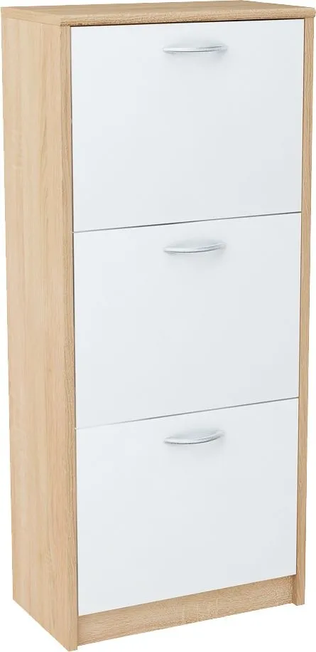 Szafka na buty, wysoka, Classic, 50x28x116 cm, dąb sonoma, biel, mat