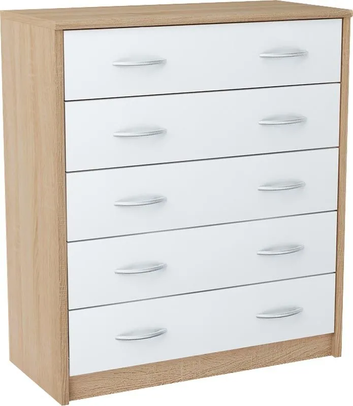 Szafka na buty, 5 półek, Classic, 74x35x85 cm, dąb sonoma, biel, mat