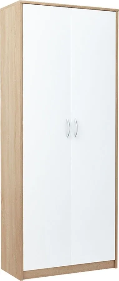 Regał, zamykany, Classic, 74x35x180 cm, dąb sonoma, biel, mat