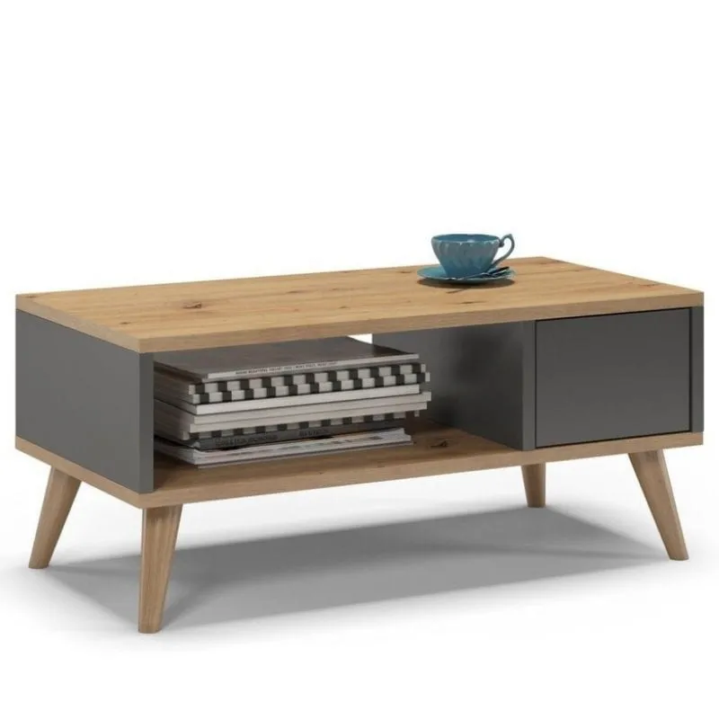 Stolik kawowy, SKAND, 80x40x35 cm, dąb, grafit, mat