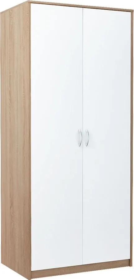 Nowoczesna szafa, do sypialni, Classic, 85x55x193 cm, dąb sonoma, biel, mat