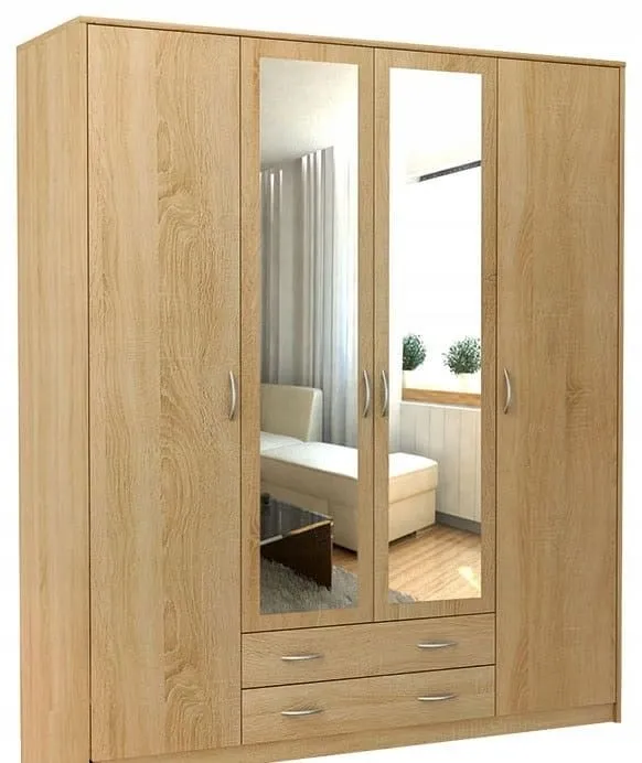 Duża szafa z lustrem do sypialni, Classic, 168x55x193 cm, dąb sonoma, mat