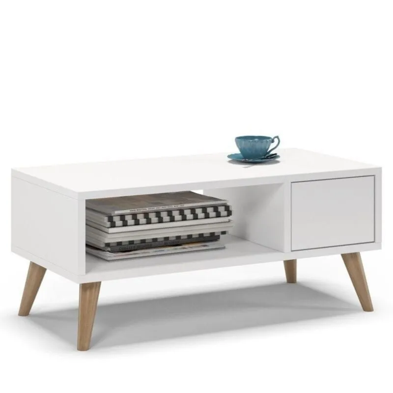 Stolik kawowy, SKAND, 80x40x35 cm, biel, mat