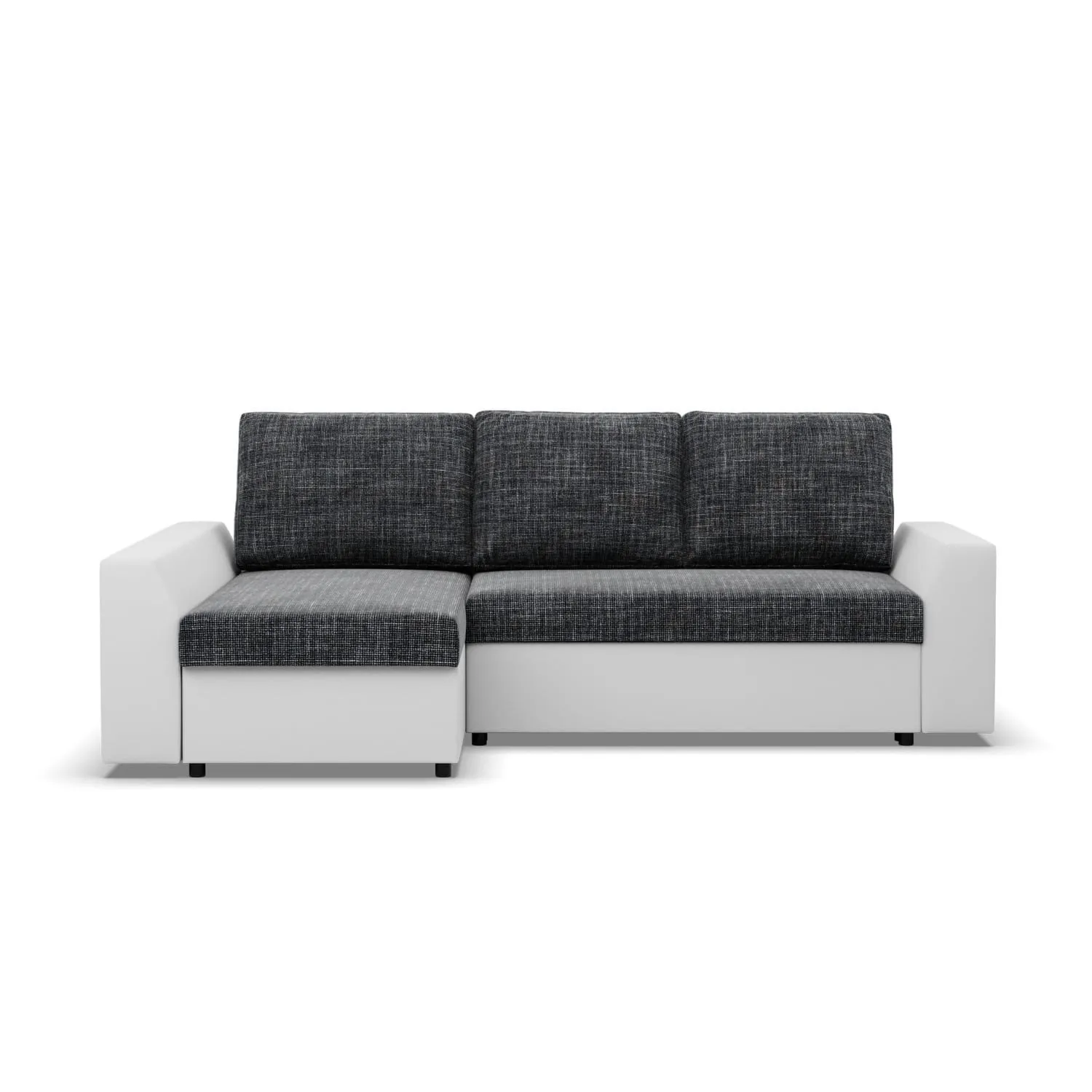 Narożnik z funkcją spania, Viktor, ekoskóra, 243x140x92 cm, biel, popiel