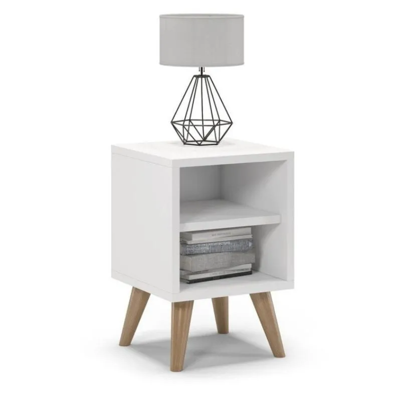 Szafka nocna na nóżkach, SKAND, 30x30x45 cm, biel, mat