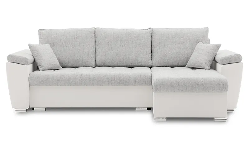 Narożnik rozkładany, prawy, MAGNUS, ekoskóra, 253x154x75 cm, biały, szary