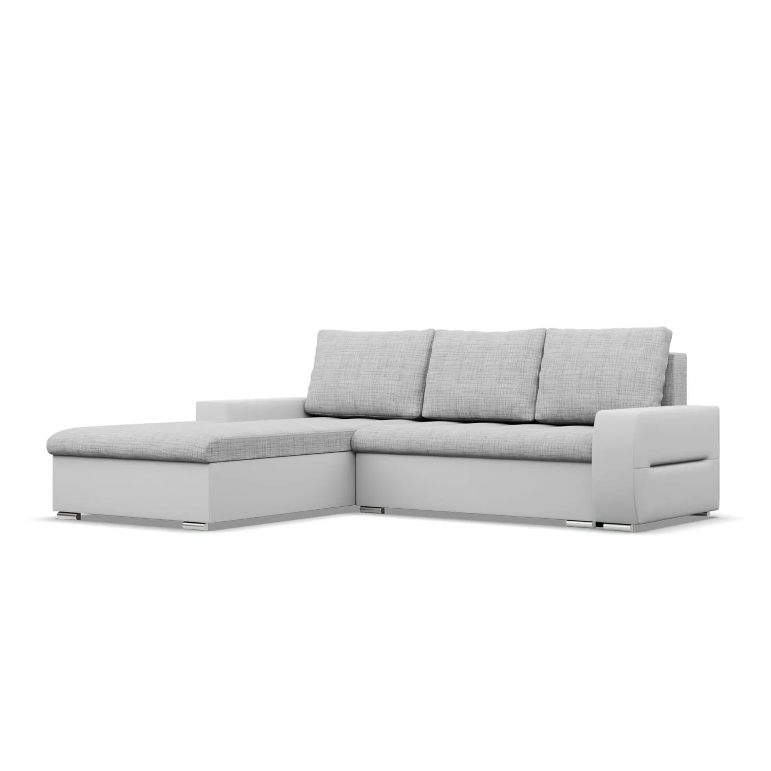 Narożnik do salonu, lewy, Sereno, 243x200x92 cm, biały, szary