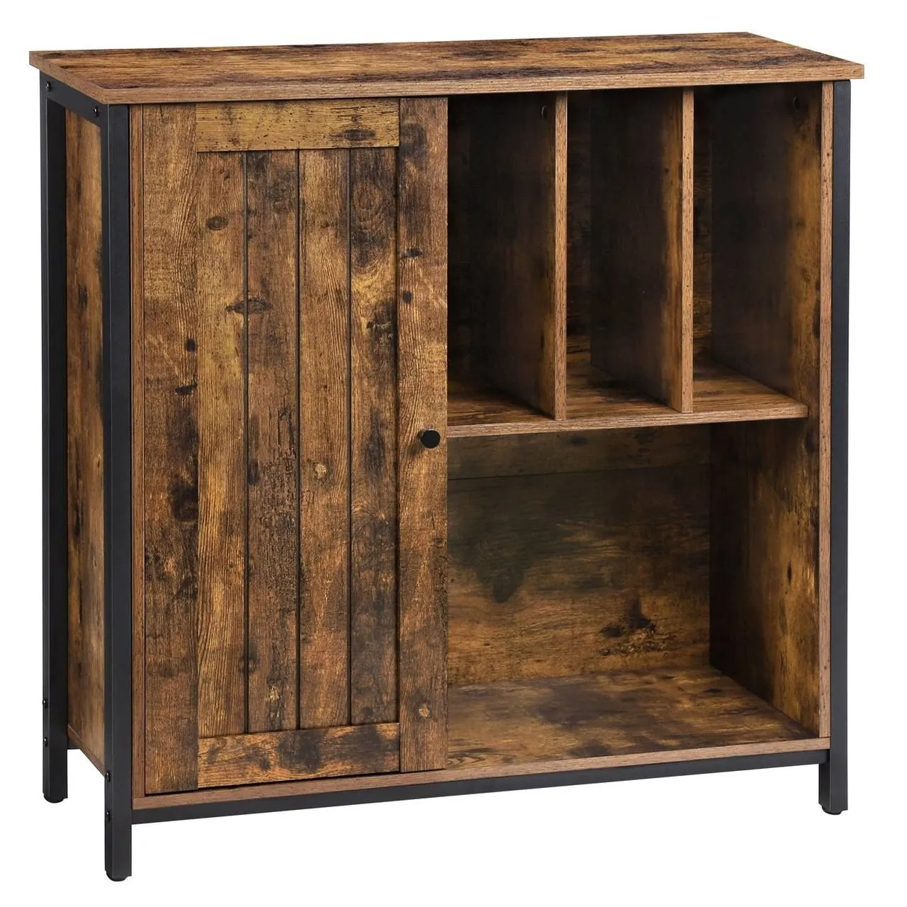 Komoda rustykalna do salonu, sypialni, 80x30x80 cm, ciemny brąz, czarny, mat