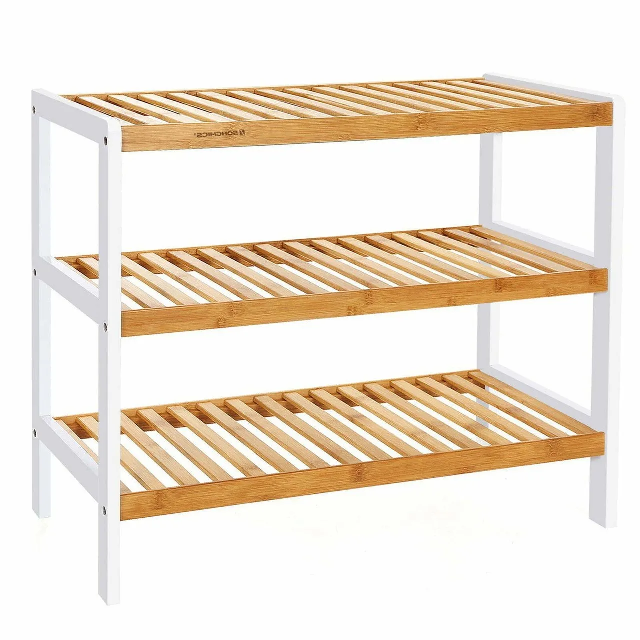 Szafka na buty, regał, 70x26x55 cm, jasny brąz, biel