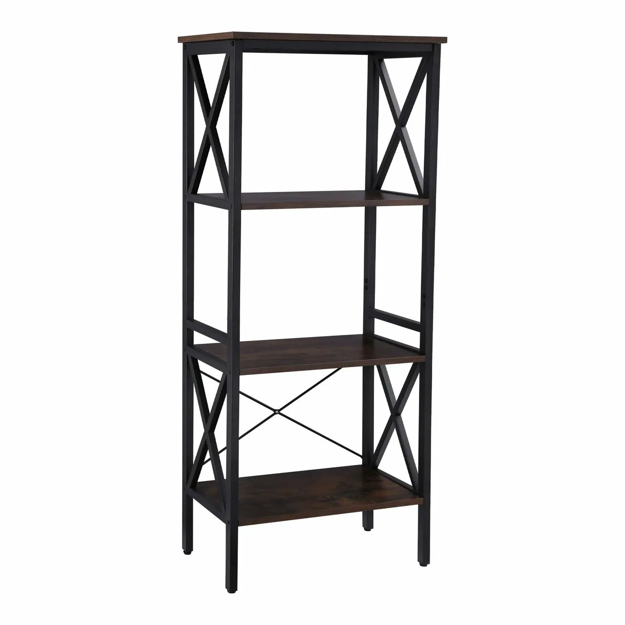 Regał loftowy, 32x56x131 cm, ciemny brąz, czarny, mat