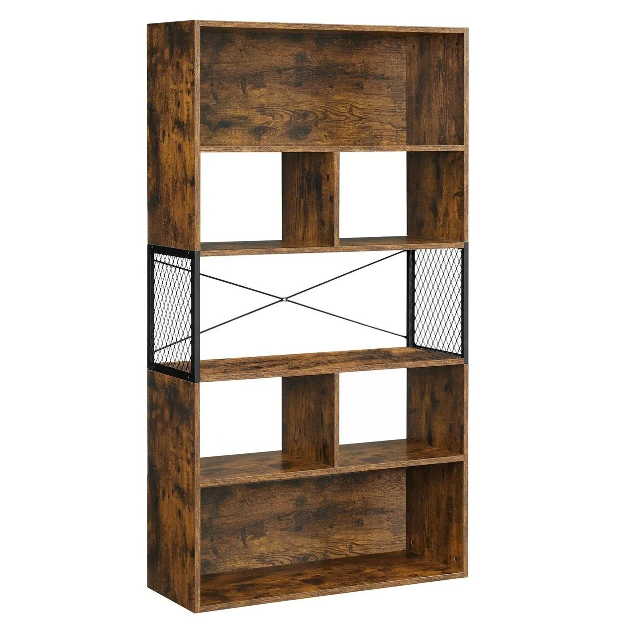 Regał stojący rustykalny, 80x30x150 cm, ciemny brąz, czarny, mat