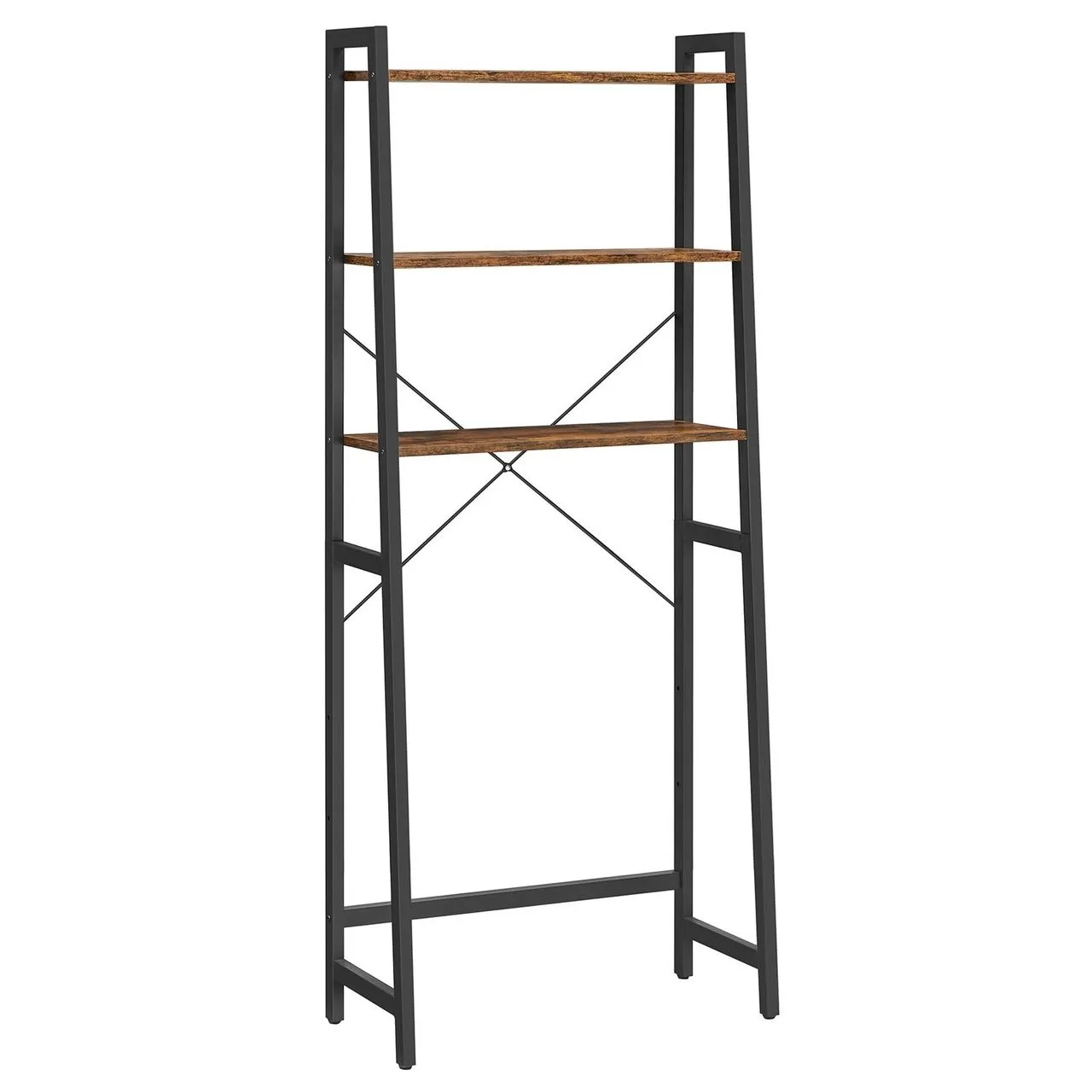 Regał łazienkowy nad toaletę, 64x30x156 cm, ciemny brąz, czarny